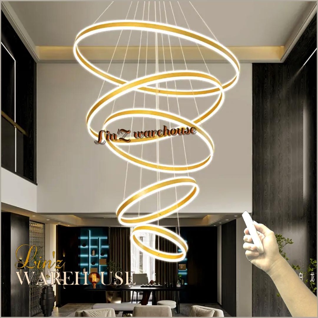 Lampu gantung MODERN DOUBLE LED RING 100 CM pendant light