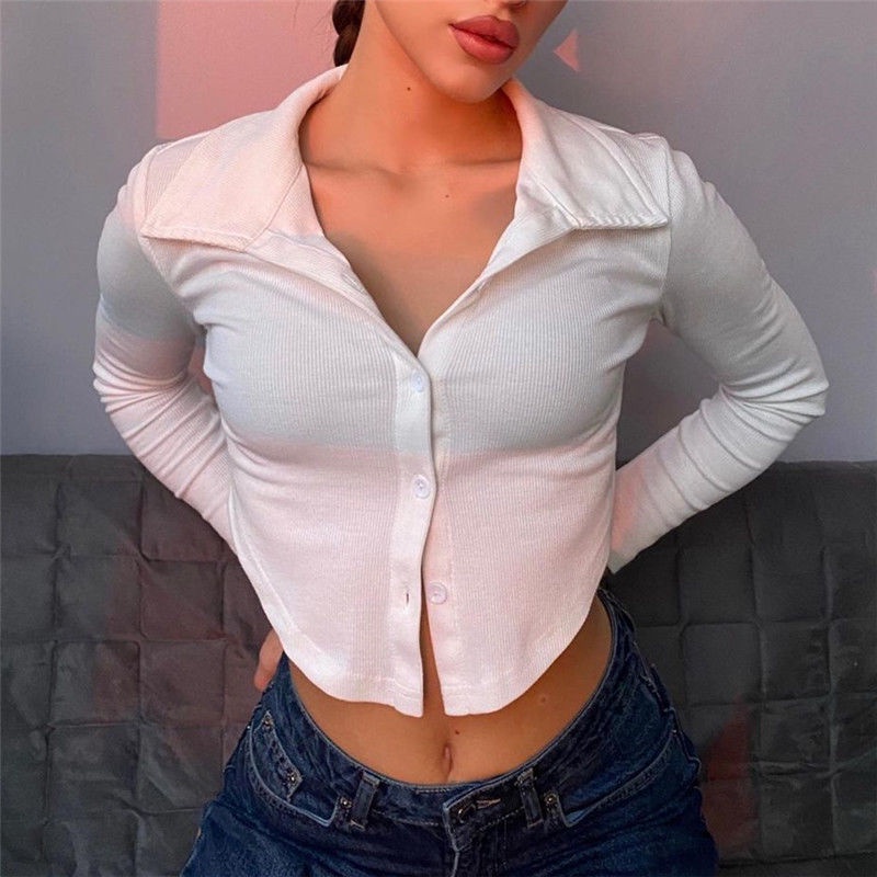 Red Xeemilo hot girl pusar terkena kardigan lengan panjang T-shirt musim gugur wanita gaya barat all-match self-budidaya slimming high-end top