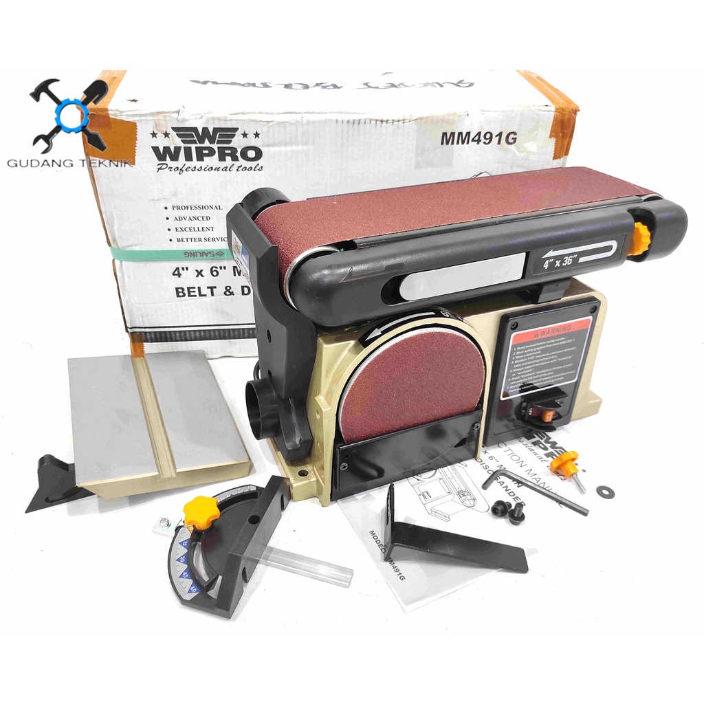 Mesin Belt Sander Duduk WIPRO MM-491G / Mesin Amplas WIPRO MM491G 100x914mm - Belt Disc Sander Machine WIPRO MM 491