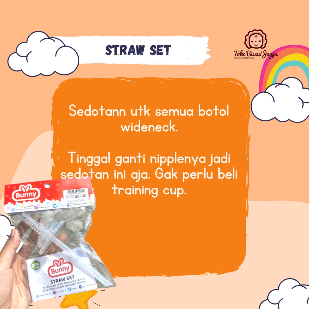 Straw Set Sedotan Lusty Bunny Untuk Botol Susu Bayi Anak Pigeon Avent Classic Baby Safe Babysafe Wideneck Wide Neck