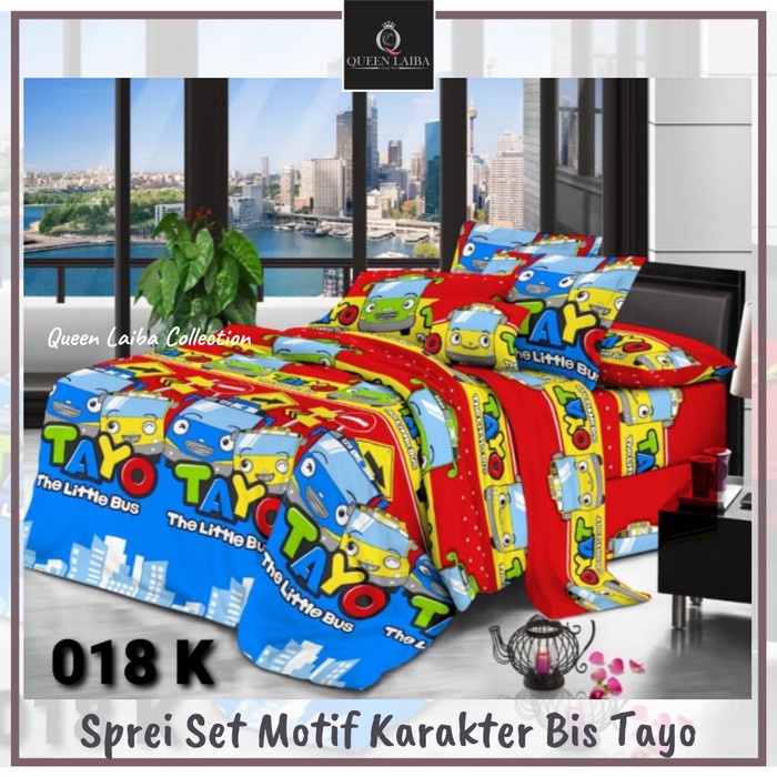 Sprei Set Homemade Motif Karakter Tayo Seprei 160x200/180x200x20 - SP TAYO, 90x200x20 Ready Stock I1