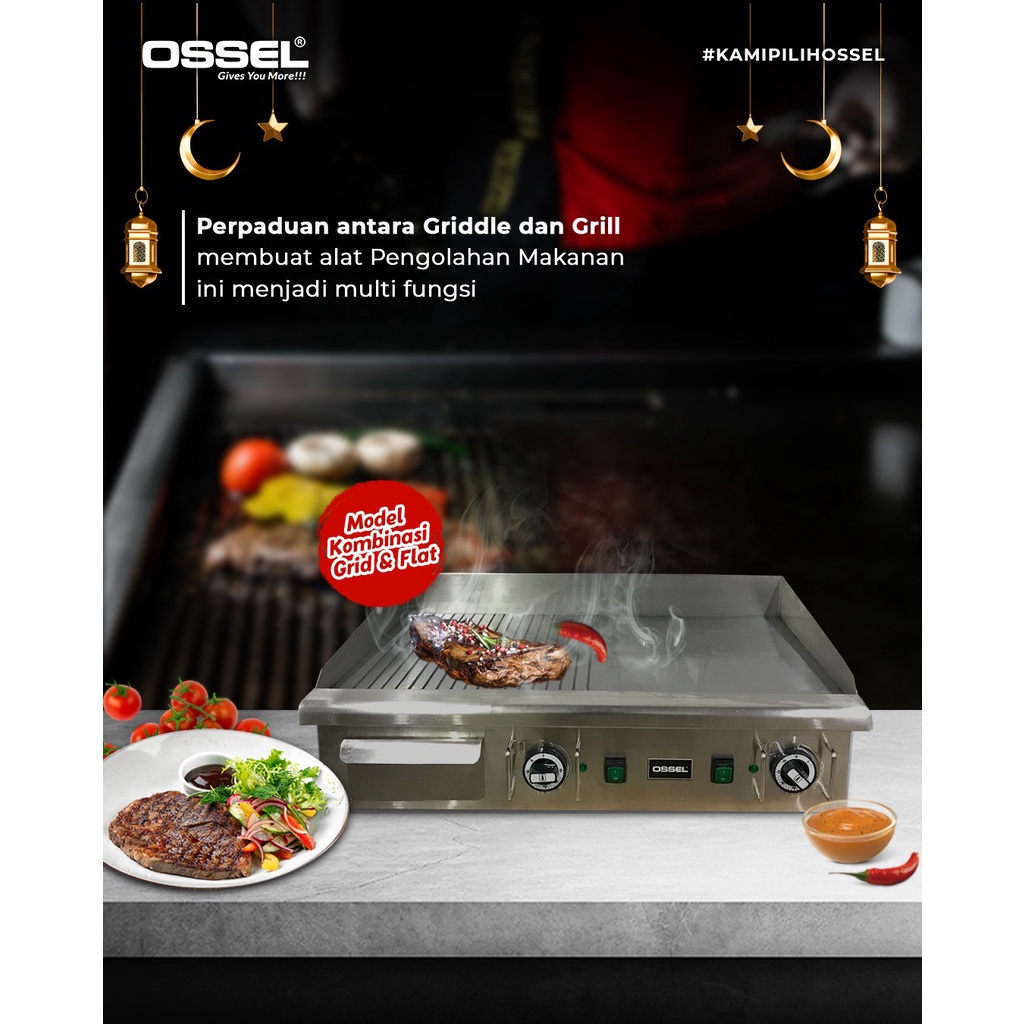 BERGARANSI OSSEL Electric Griddle Pemanggang Steak Listrik Wajan Listrik GRT-E740 Panggangan Daging 