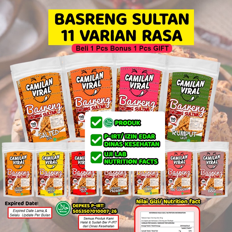 

☑️ (BELI 2 PCS Rp 13.000) HALAL & P-IRT - KERIPIK BASRENG/ BASO GORENG SULTAN 11 VARIAN RASA KUALITAS PREMIUM BY CAMILAN VIRAL
