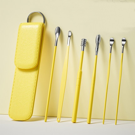 Korek Kuping Set Alat Pembersih Telinga High Quality Ear Wax Picker 6in1 Stainless Steel