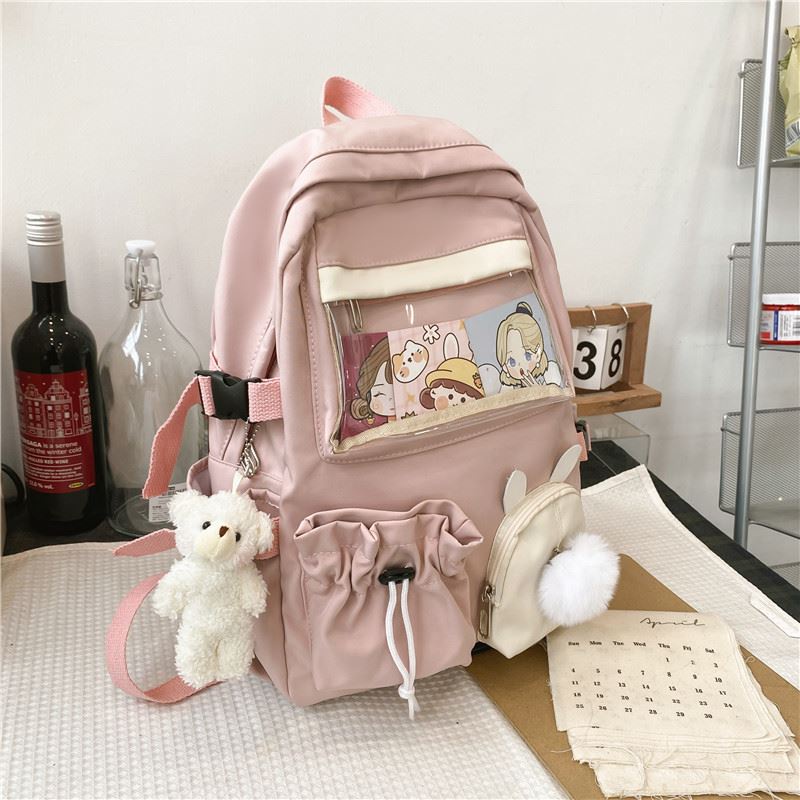 GI 72548 RISCE TAS RANSEL SEKOLAH IMPORT WANITA CEWEK PEREMPUAN JAKARTA BATAM GANTUNGAN BONEKA SD SMP SMU KULIAH KURSUS LES JT