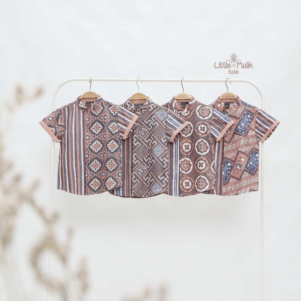 Kemeja Batik Anak Lengan Pendek By Little Malik Batik, Cap Solo