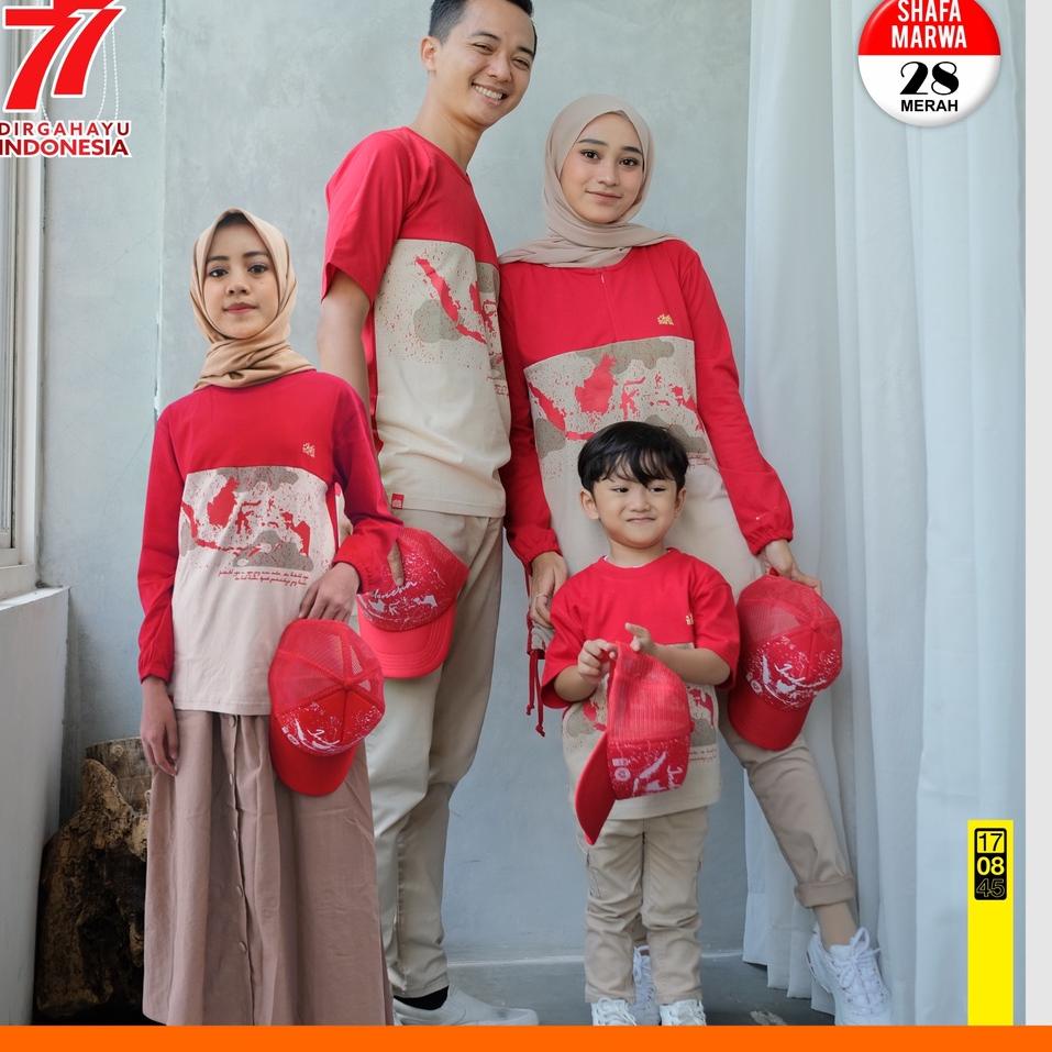 ❃ Kaos Merah Putih Couple Edisi 17 Agustus Baju Couple Keluarga SM28 Merah Coksu ۝