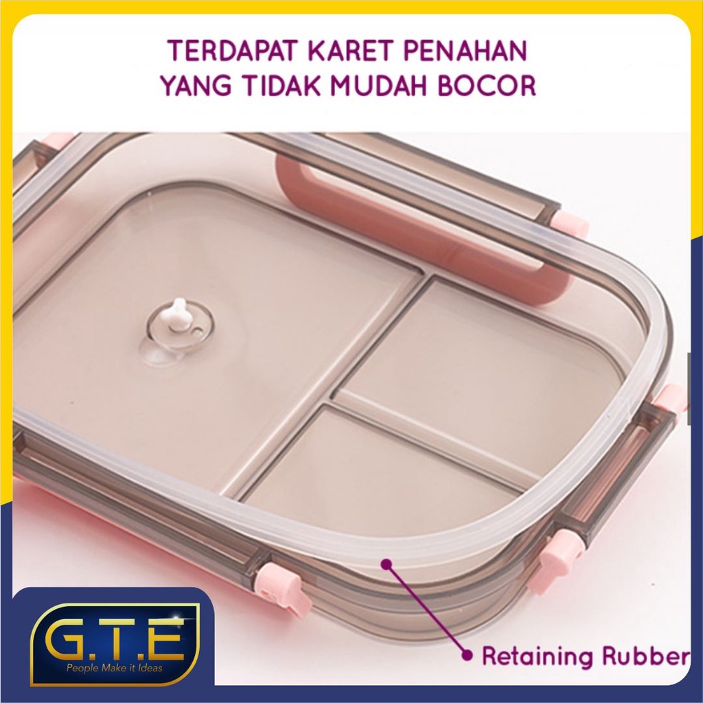 Kotak Makan Siang Transparan 2 Lapis Besar 3 sekat/ Kotak Makan Sekat / Lunch Box 2 Lapis Sekat / Kotak Makan Siang Tingkat