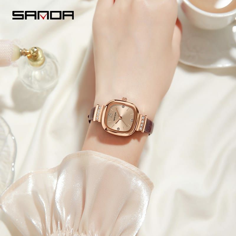 Jam Tangan SANDA 7052 Jam Tangan Wanita Analog Tali Kulit Quartz