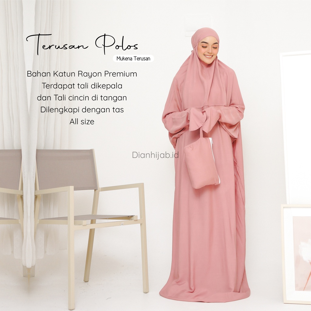 Mukena Dewasa Terusan Polos by Dianhijab.id - Bahan Rayon Viscose Premium Mukena Travel Dewasa Jumbo Adem Nyaman Dipakai - Bisa Cod