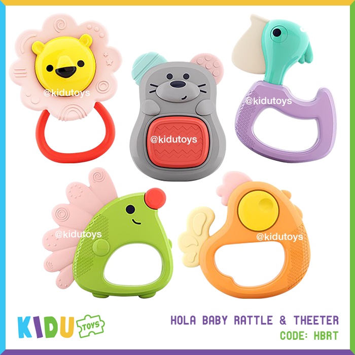 Mainan Anak Gigitan Hola Baby Rattle &amp; Theeter 5in1 Kidu Toys