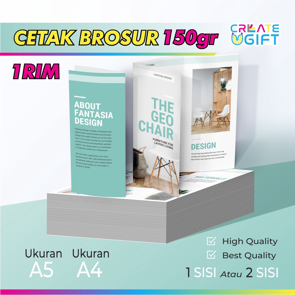 

CETAK BROSUR MURAH 1 RIM / 500 LEMBAR | UKURAN A5 / A4 KERTAS ARTPAPER 150/120 GSM