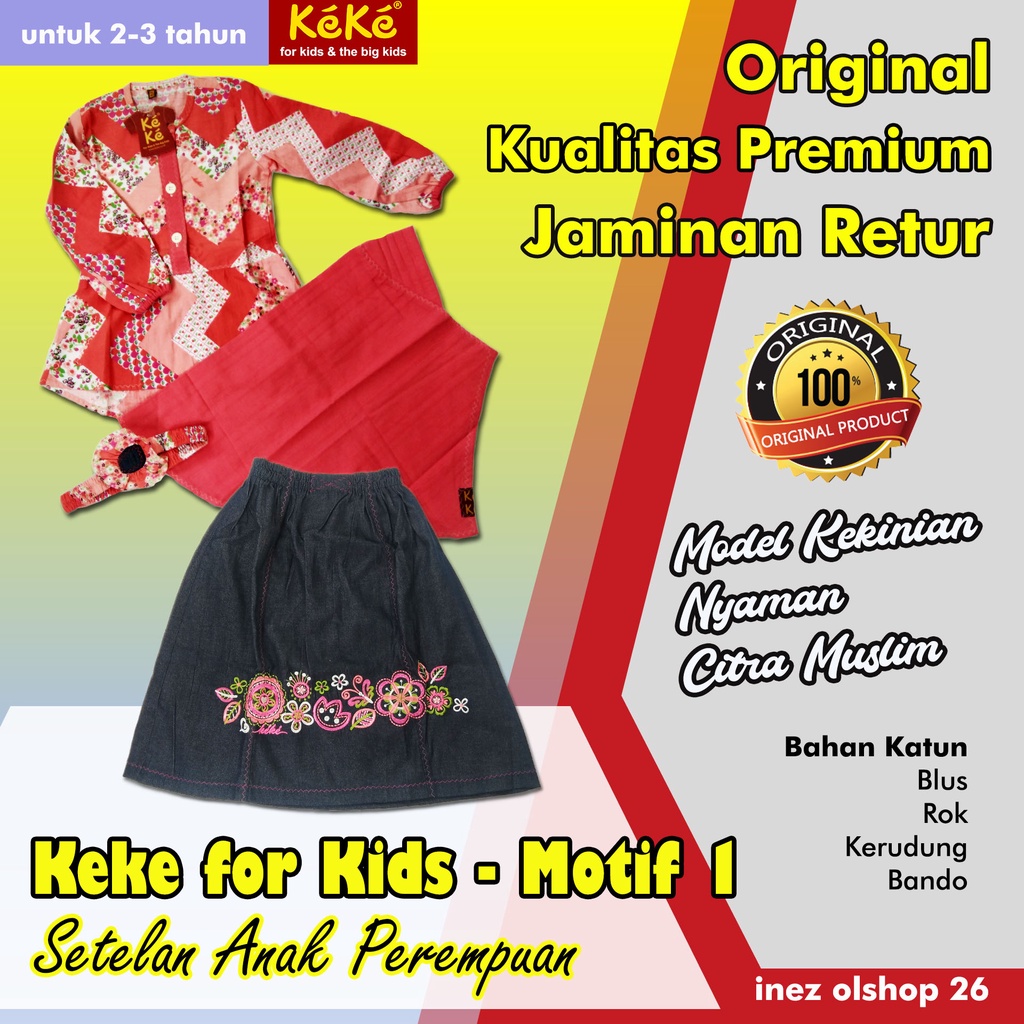 Keke Setelan Muslimah Anak Perempuan usia 2-3 tahun