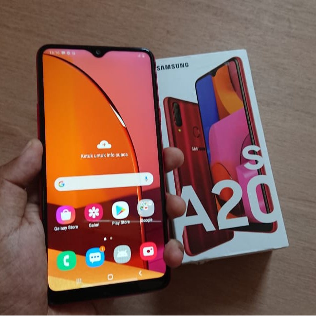 Samsung a20s 4/64 second garansi resmi full set