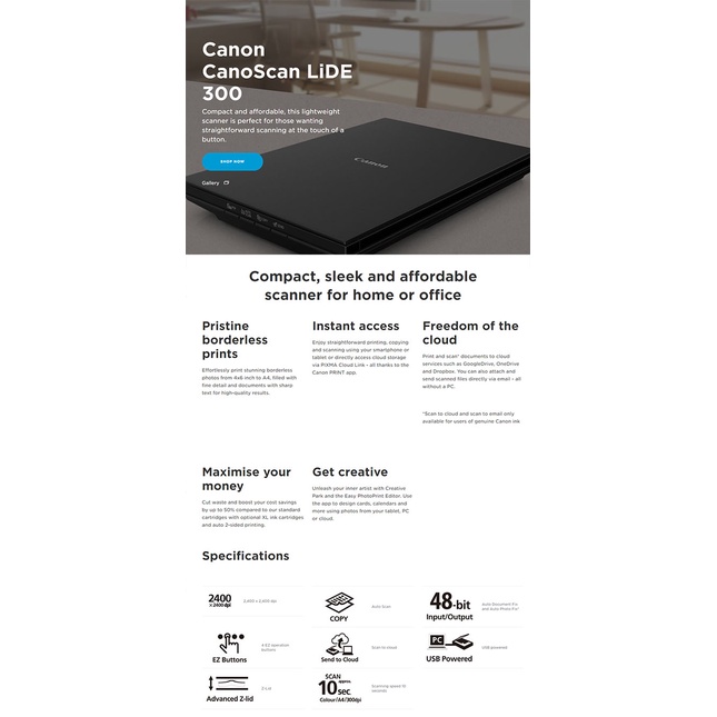 SCANNER CANON LIDE 300 / CANON LIDE300 / Scanner Flatbed CanoScan LiDE 300 New Original garansi resmi