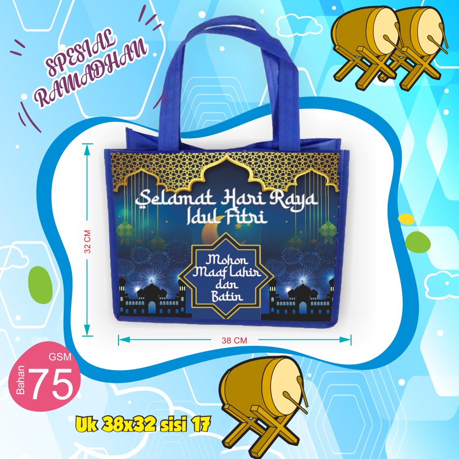 

Goodie Bag Handle Idul FitriUk. T :32 P : 40 L : 18 cm/ Spunbond Lebaran