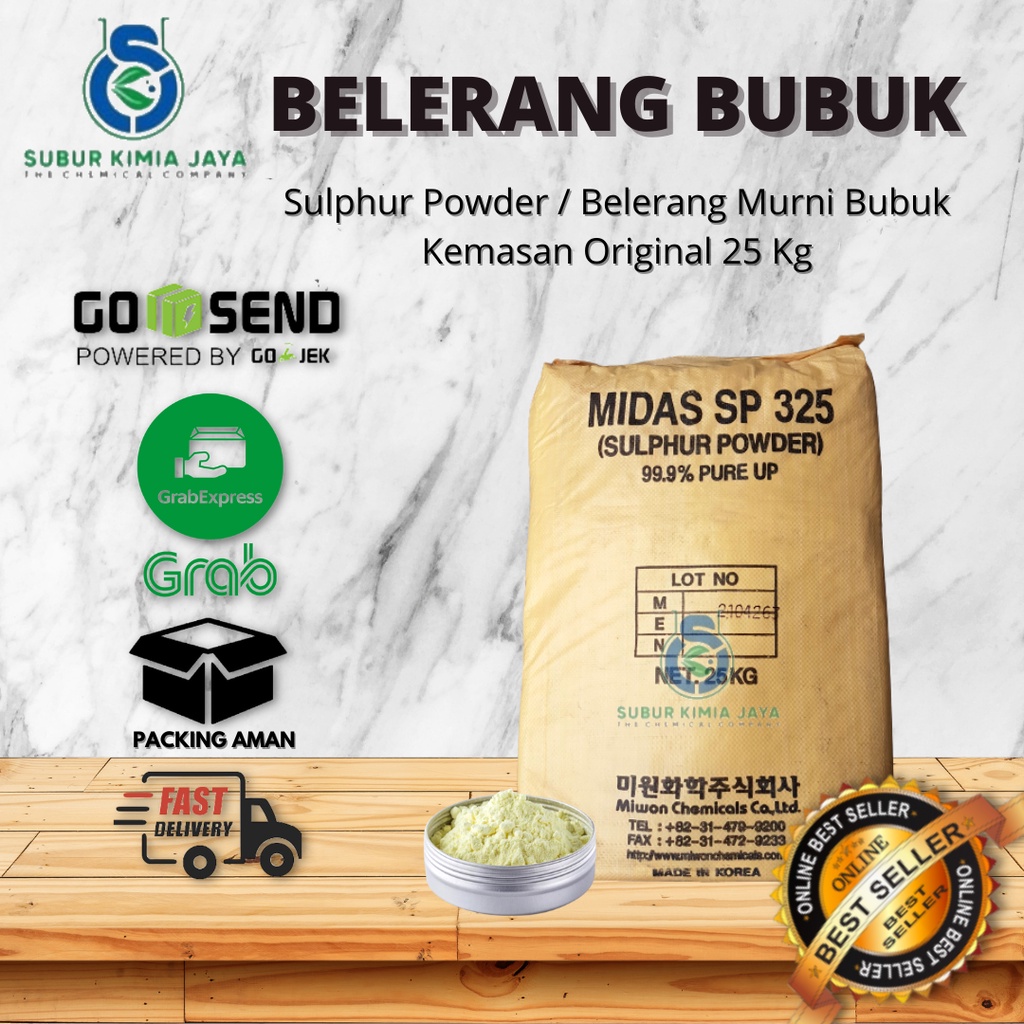 

Sulfur Sulphur Powder / Belerang Bubuk 25 Kg Khusus Kurir Instant Premium
