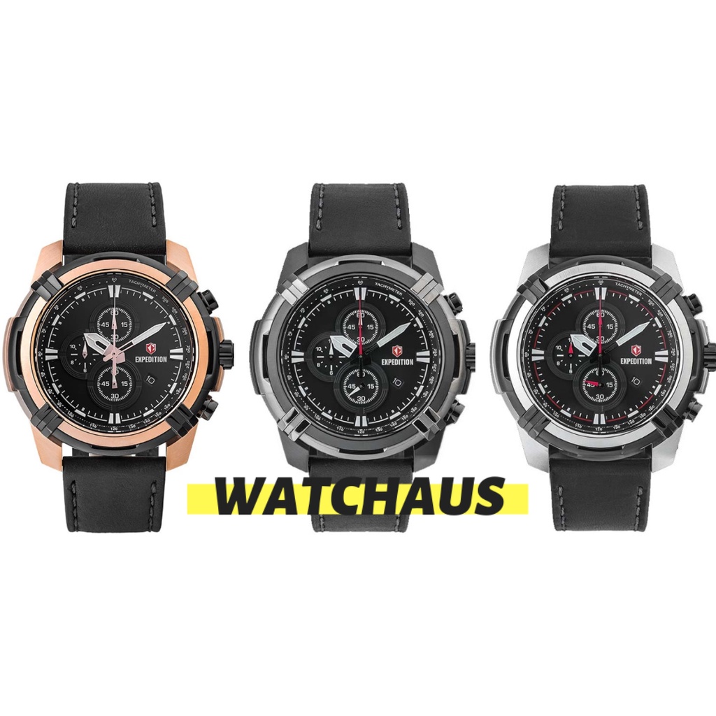 JAM TANGAN PRIA EXPEDITION E6786 E 6786 MCL CHRONOGRAPH LEATHER STRAP