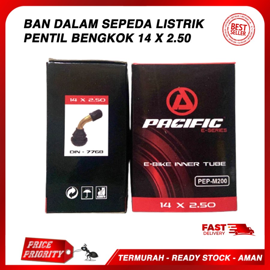 Ban Dalam Sepeda Listrik Selis Pacific 14 x 2.50 Pentil Bengkok ebike