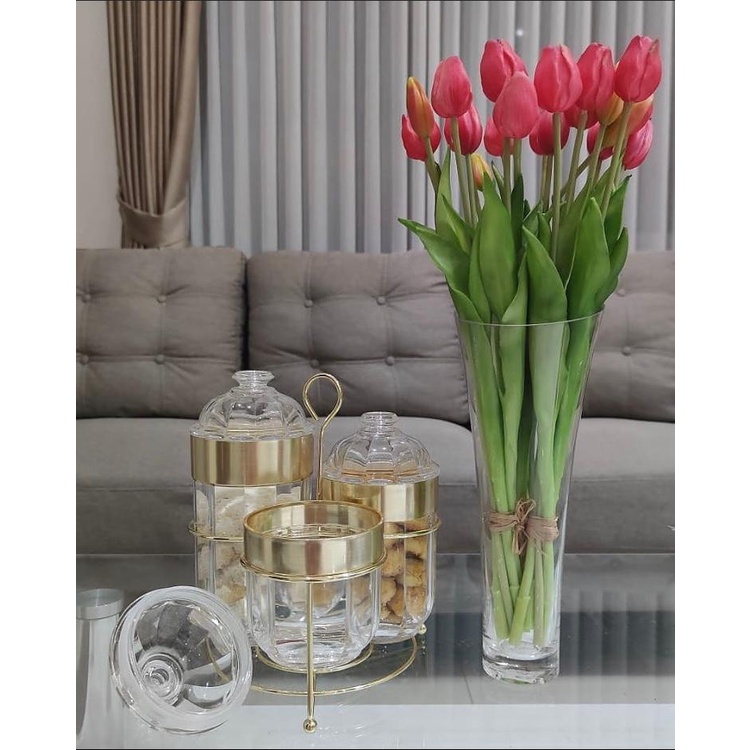 toples dengan rak/stoples dengan rak/toples mewah gold