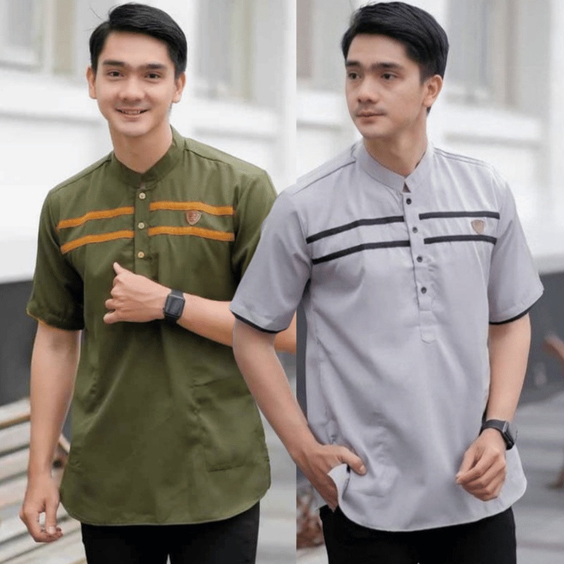 Baju Koko Pria Dewasa Kurta Taqwa Pakaian Muslim Lengan Pendek Matt Katun Adem Tebal Terlaris