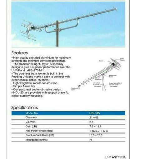 ✿ ANTENA ANTENNA TV LUAR YAGI PF DIGITAL HD-U25 HDU25 HD U25 HDU 25 ☼
