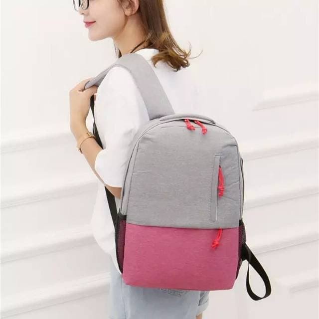 tas ransel  Tas Ransel Laptop USB Port Anti Maling Tas Ransel Pria Wanita TERBARU - Perak(B4C4) tas 