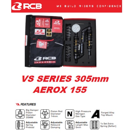 SHOCKBREAKER SHOCK BELAKANG TABUNG AEROX 155 RCB VS BLACK SERIES ASLI ORIGINAL