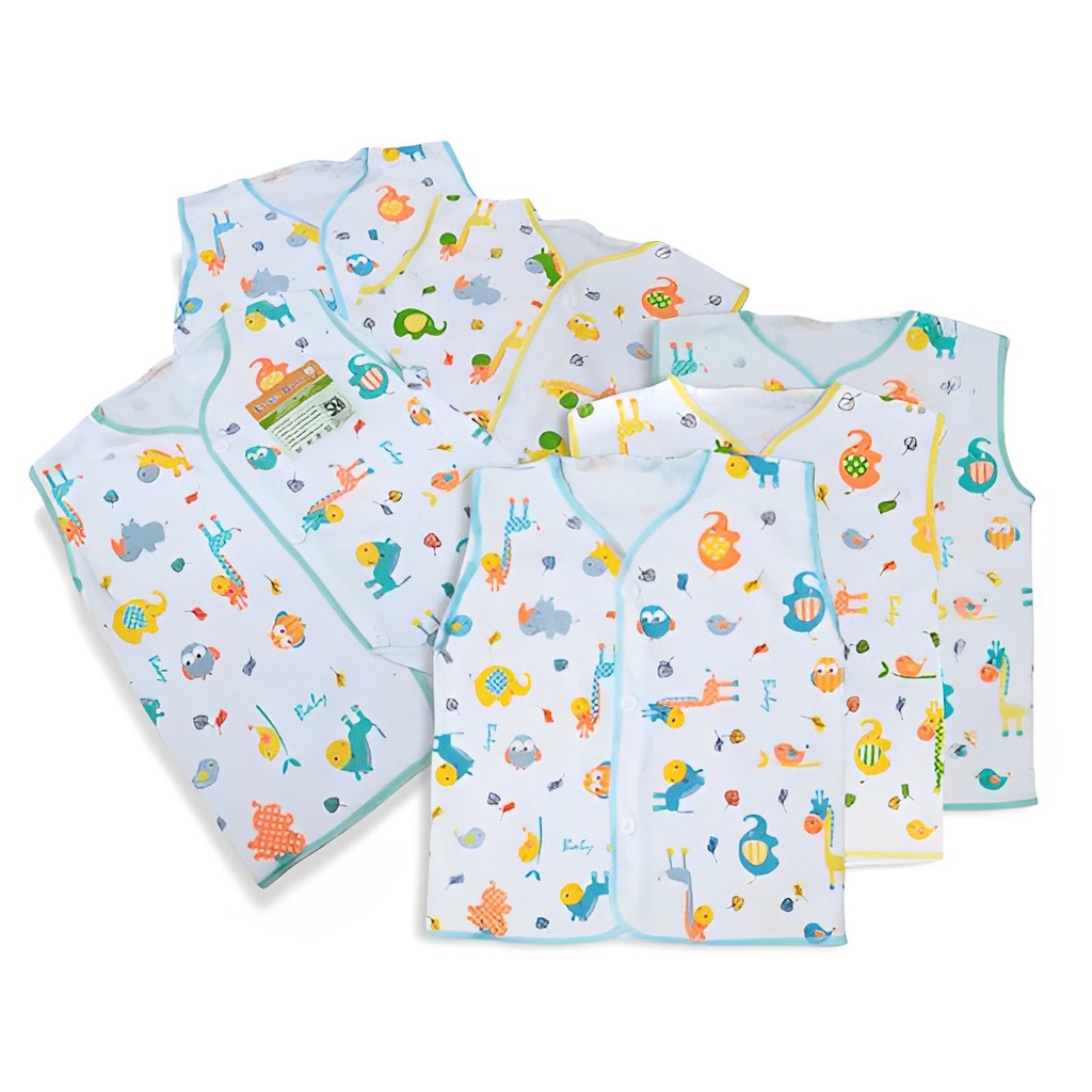 3 Pcs Baju Bayi Tangan Buntung Kutung Tanpa Lengan Elvira Baby Newborn Mix Warna 0-3 Bulan