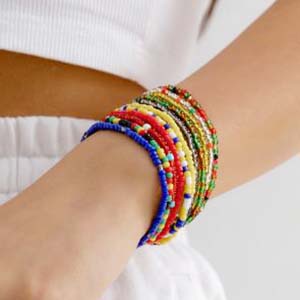 Gelang tangan gelang kaki manik pasir beads elastis Bohemian Polos Bracelet Boho Style Colorful Warna Warni