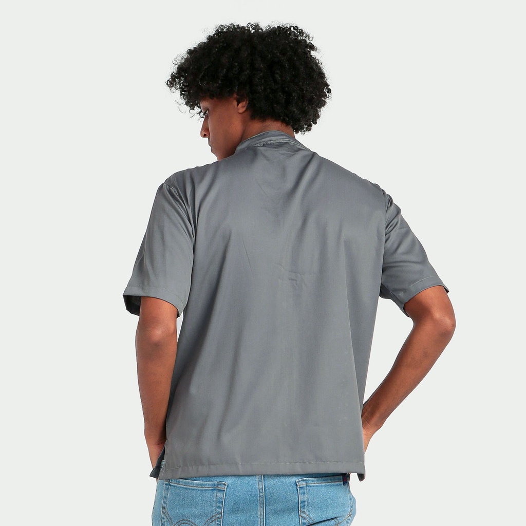 Predecessors Taf  Kemeja Pria Basic Polos Lengan Pendek Kerah Sanghai Chashirt#4 Grey