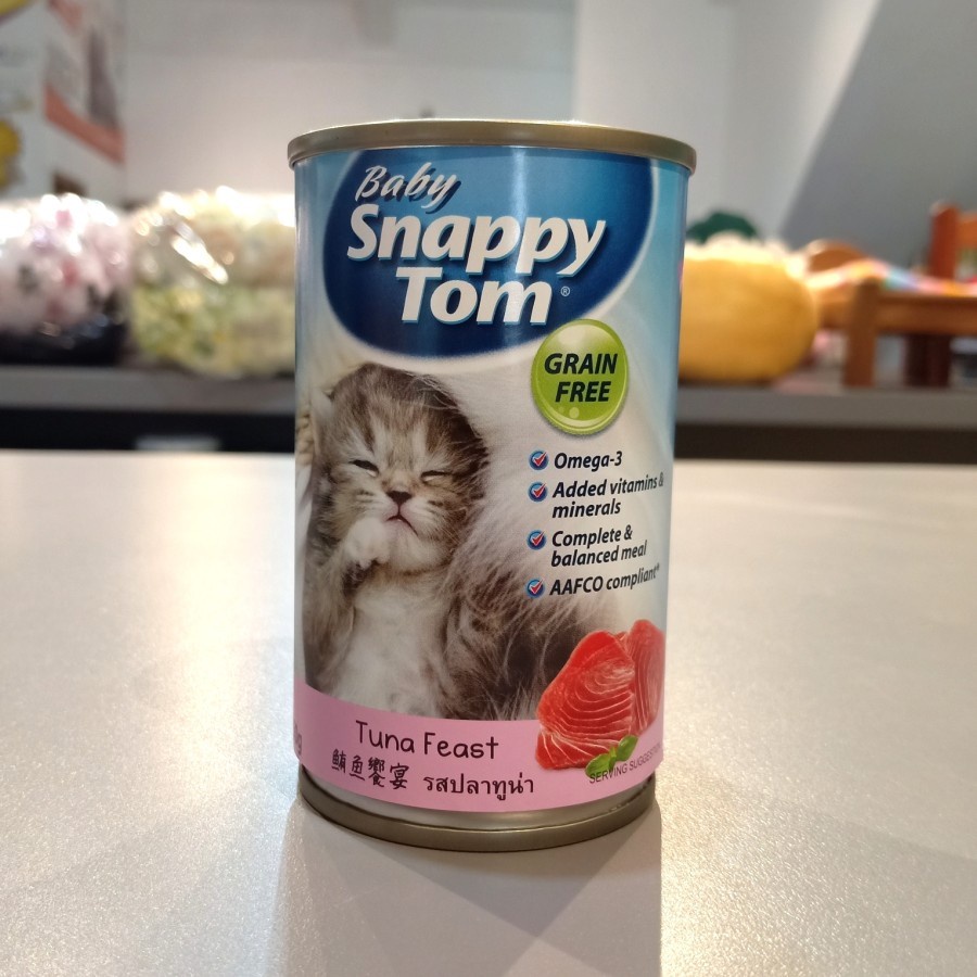 (6 x) Snappy Tom Kaleng Baby Kitten Tuna Makanan Basah Kucing 400g