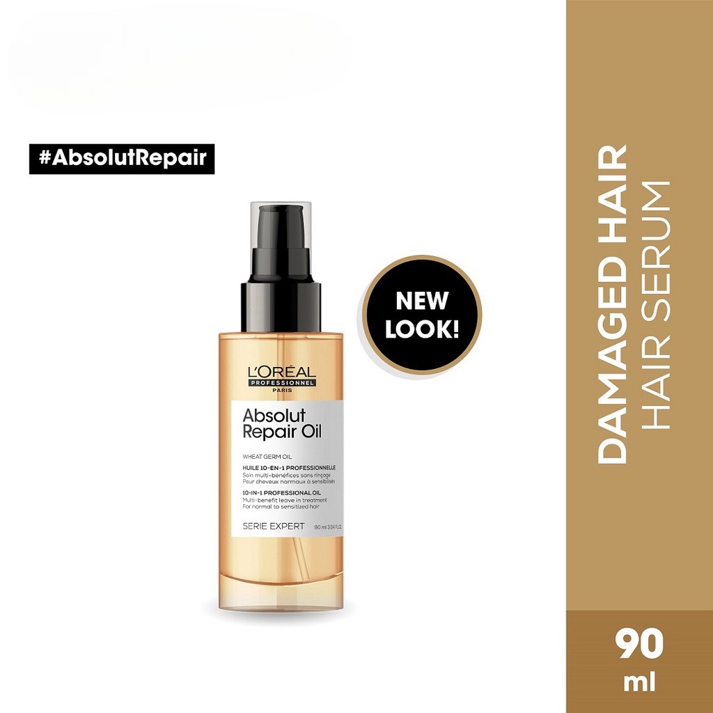 LOREAL Serie Expert Absolut Repair Hair Serum - Serum Perawatan Rambut Rusak Kering Bercabang 90 ml