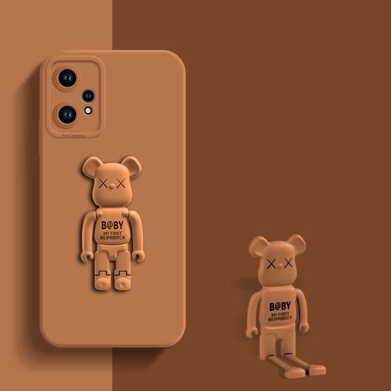 Official Original Holder SoftCase Realme 10 9 8 8i 9i Pro Plus 4G 5G Casing Bear Stand Silicone Case