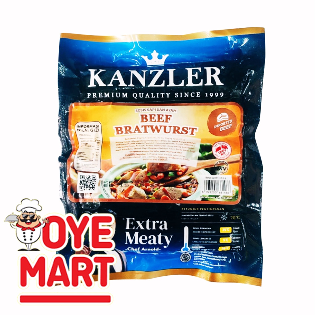 KANZLER BEEF BRATWURST 360GR SOSIS SAPI DAN AYAM