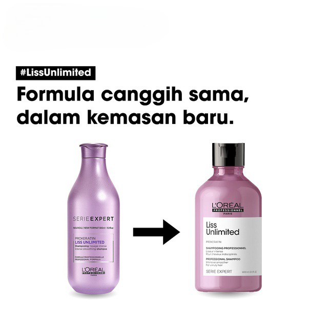 LOREAL Serie Expert Liss Unlimited Shampoo - Shampo Perawatan Rambut Kusut Keriting 300 ml