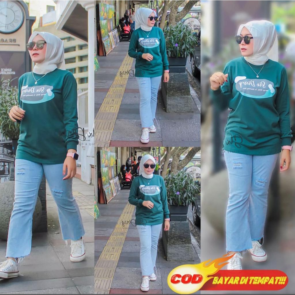 Baju Wanita Fashion wanita Kaos Wanita Atasan Wanita/KAOS SIX DIARY/Kaos Lengan Panjang Wanita MOTIF