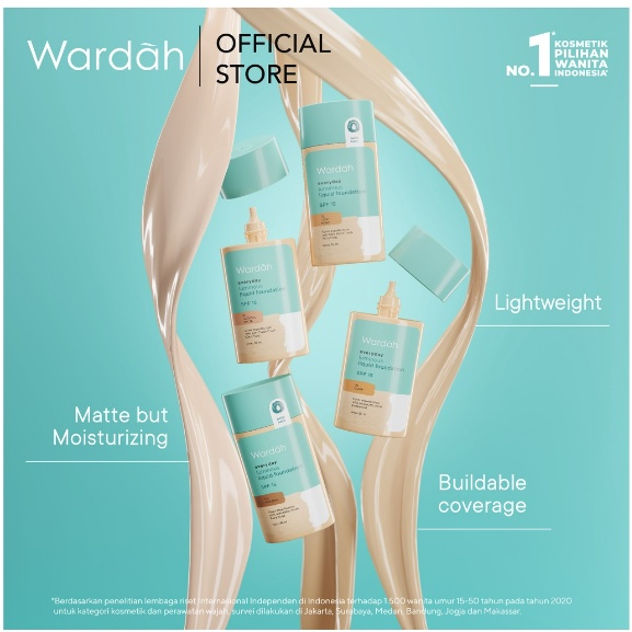 Wardah Everyday Luminous Liquid Foundation - Alas Bedak Cair Dengan Hasil Matte Natural dan Mengandung SPF 15