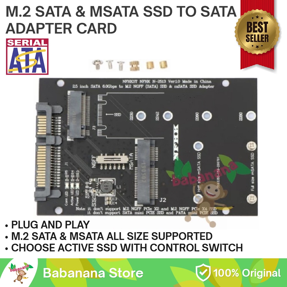 Adapter card sata to m.2 sata to m.sata ssd converter 2 in 1 card