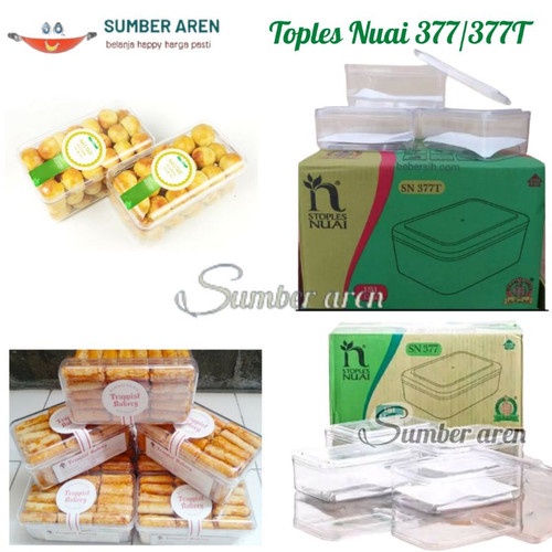 Toples NUAI  SN 377-SN 377T Toples Kue Kering Persegi Panjang Toples Kue Lebaran Isi 12 Pcs