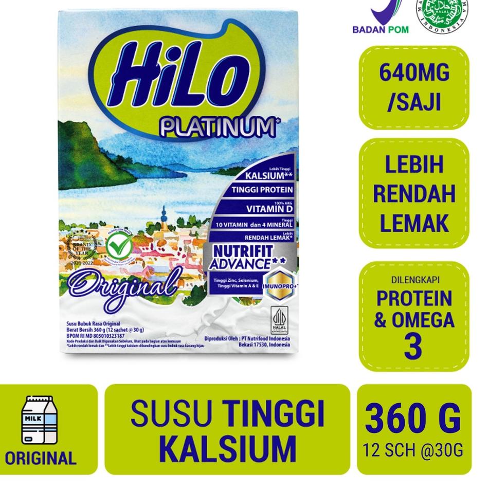 

✨Mall✨ HiLo Platinum Original 360 gram (12 Sachet) - Susu Tinggi Kalsium Lebih Rendah Lemak 