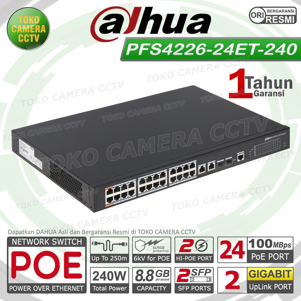 SWITCH POE 24 PORT DAHUA DH-PFS4226-24ET-240