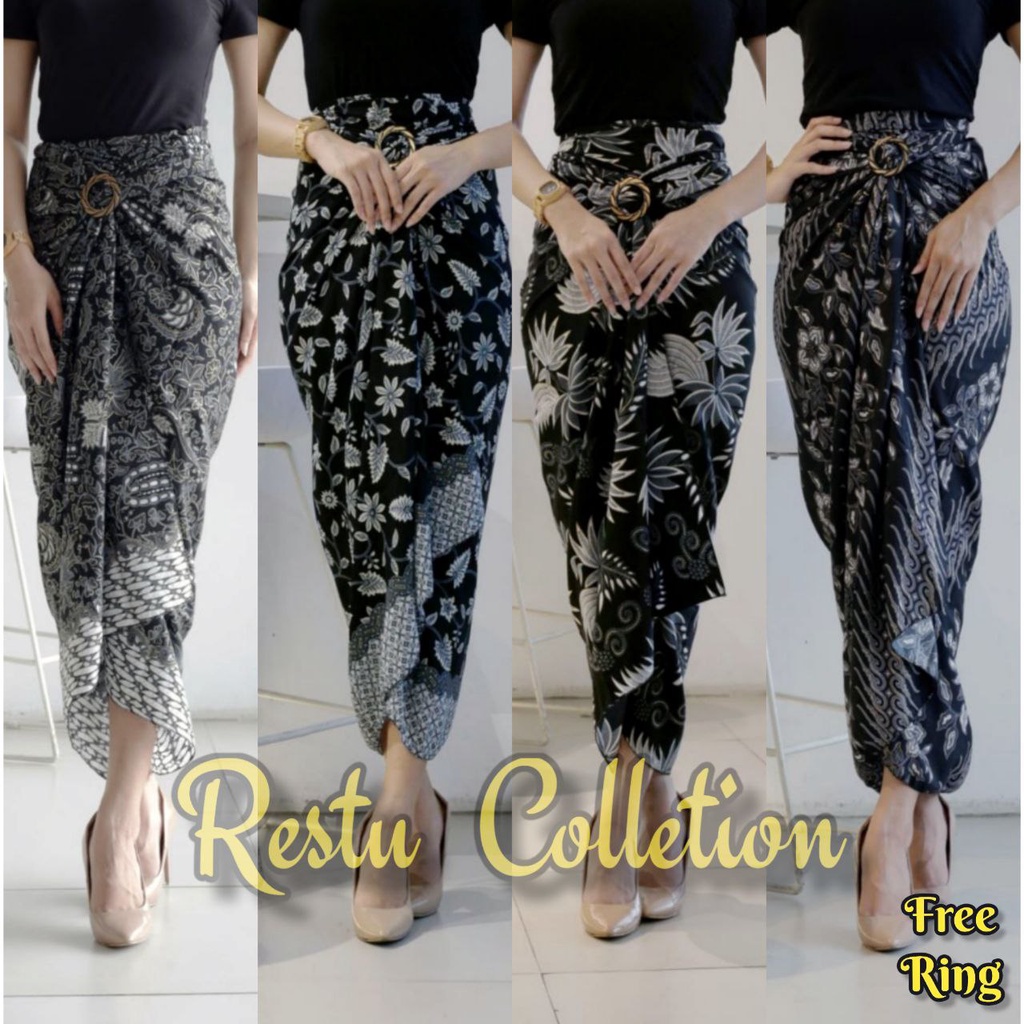 COD Restu Colletion Rok Lilit Songket Serut Batik Bawahan Kebaya Wisuda Kemeja Bloese Kondangan Nikahan Tunangan Wanita Allsize Bahan Satin HQ Premium MEGAMENDUNG SILVER Bestseller