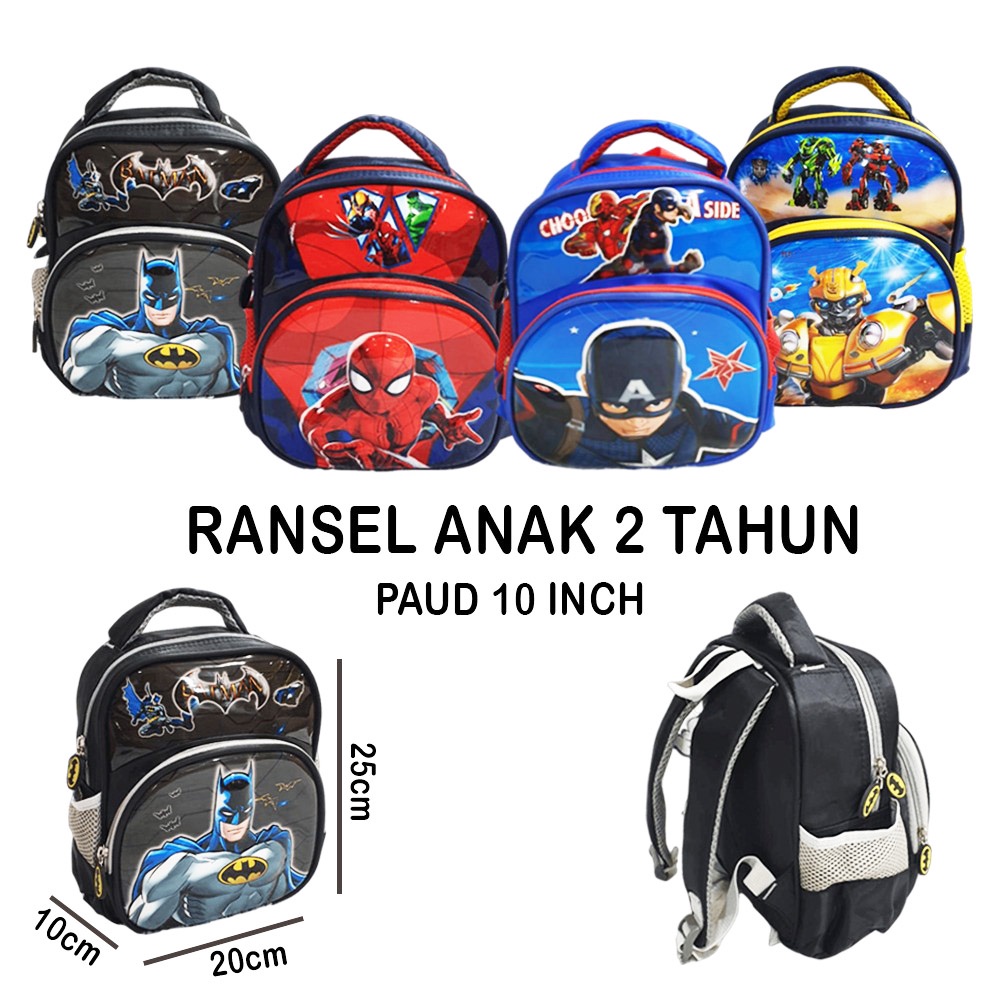 RANSEL PREMIUM PAUD 10&quot; 12&quot; - 16&quot; TAS ANAK SEKOLAH TK / PAUD / SD GAMBAR JAGOAN ANAK LAKI LAKI MOTIF EMBOS TIMBUL 3Resleting  ( Kumbang Happy Cloud Besti Ruby Cool Love )