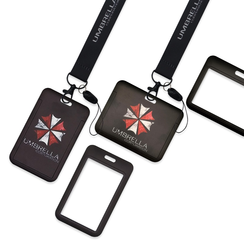 Pelindung Lengan Kartu Horizontal &amp; Vertical Resident Evil Neck Lanyard ID Badge Card Holder Untuk Phone Keychain Sling