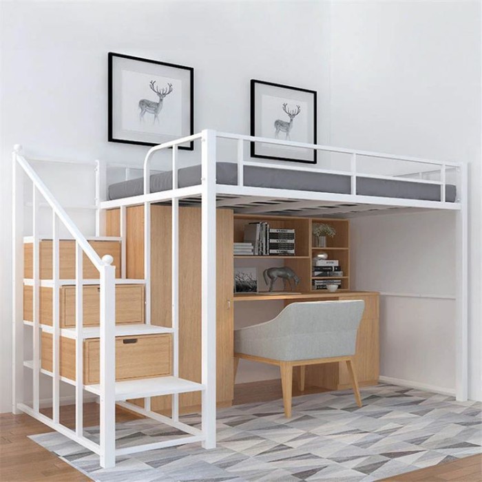Loft bed besi ranjang tempat tidur minimalis dipan variasi set kamar