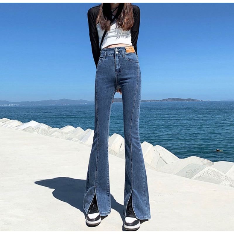 Jeans  Hw skinny Cutbray import Level Up biru retro