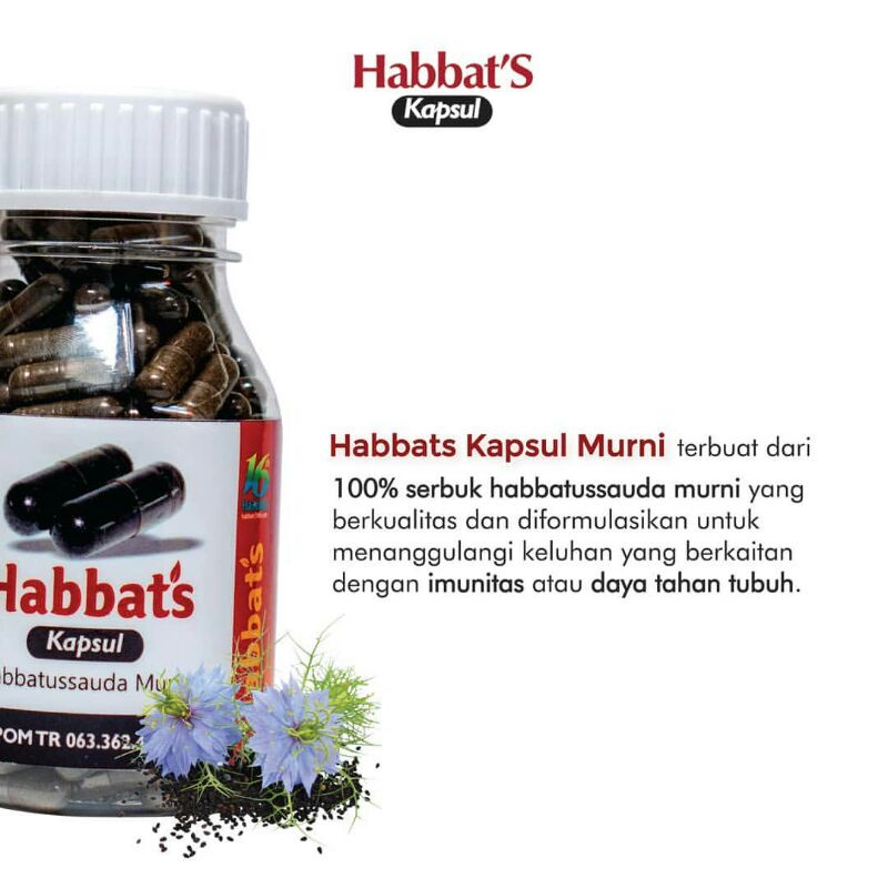 Habbatussauda Murni - Habbats Kapsul 100 Suplemen Herbal Peningkat Imunitas isi 100 - 200 Kapsul