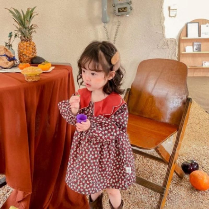 CD208 Dress Korea | Terusan Beludru Anak Perempuan