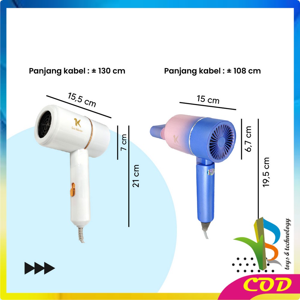 RB-K130 Hair Dryer Pengering Rambut Lipat Dengan Suhu Bisa Diatur Multifungsi / Pengering Rambut Mini / Penata Rambut Salon Kecantikan